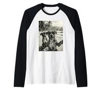 Cool Boxer Divertido Perro Selfie Playa Gafas De Sol Perros Camiseta Manga Raglan