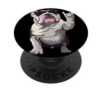 Cool Bulldog Inglés con Gafas De Sol Rock Mano Signo Metal PopSockets PopGrip Adhesivo