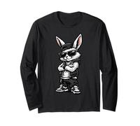 Cool Bunny in Streetwear with Sunglasses Confident Easter Manga Larga