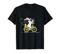 Cool Bunny on a Yellow Bicycle with Duck Cute Cartoon Ride Camiseta
