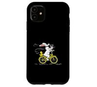 Cool Bunny on a Yellow Bicycle with Duck Cute Cartoon Ride Carcasa para iPhone 11