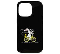 Cool Bunny on a Yellow Bicycle with Duck Cute Cartoon Ride Carcasa para iPhone 13 Pro