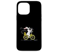 Cool Bunny on a Yellow Bicycle with Duck Cute Cartoon Ride Carcasa para iPhone 13 Pro Max