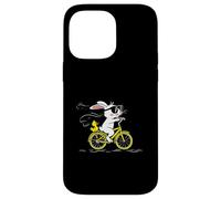 Cool Bunny on a Yellow Bicycle with Duck Cute Cartoon Ride Carcasa para iPhone 14 Pro Max