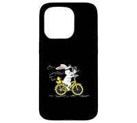 Cool Bunny on a Yellow Bicycle with Duck Cute Cartoon Ride Carcasa para iPhone 15 Pro