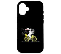 Cool Bunny on a Yellow Bicycle with Duck Cute Cartoon Ride Carcasa para iPhone 16