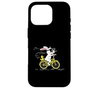 Cool Bunny on a Yellow Bicycle with Duck Cute Cartoon Ride Carcasa para iPhone 16 Pro