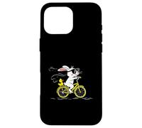 Cool Bunny on a Yellow Bicycle with Duck Cute Cartoon Ride Carcasa para iPhone 16 Pro Max