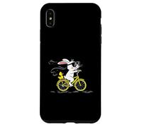 Cool Bunny on a Yellow Bicycle with Duck Cute Cartoon Ride Carcasa para iPhone XS Max