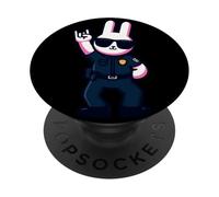 Cool Bunny Police Rabbit Rock On Animal Graphic Officer PopSockets PopGrip Adhesivo