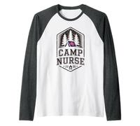 Cool Camp Nurse Escuela de Enfermería Camping Escuela Equipo Personal Camiseta Manga Raglan