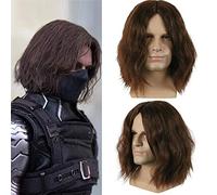 Cool Capitán América Guerra Civil Soldado De Invierno Bucky Barnes Cosplay Pelucas Marrones Oscuras Fiesta Halloween Cabello Tupé Con Redecilla