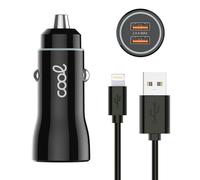 Cool Cargador de Coche 2xUSB 2.4A Negro