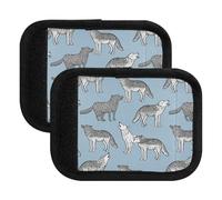 Cool Cartoon Wolves - Envoltura de asa de equipaje de color blanco y azul, almohadilla de agarre suave con ranura para tarjetas de nombre, absorbente de humedad, Cool Cartoon Wolves White Blue, one