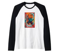 Cool Cat Enemy Hunter Illustration Novelty Graphic Designs Camiseta Manga Raglan