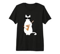 Cool Cat Gafas de Sol Tocando a Fluke Ukulele Balalaika Guitar Camiseta Premium