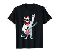 Cool Cat Guitarrista Funny Cat Retro Style Rock Music Design Camiseta