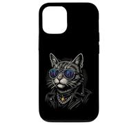 Cool Cat in Shades with City Lights Retro Streetwear Vibe Carcasa para iPhone 12/12 Pro