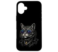 Cool Cat in Shades with City Lights Retro Streetwear Vibe Carcasa para iPhone 16 Plus