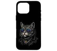 Cool Cat in Shades with City Lights Retro Streetwear Vibe Carcasa para iPhone 16 Pro MAX