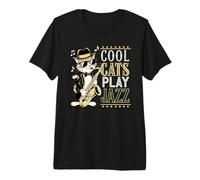 Cool Cat Jazz Saxofón Player en Retro Suit & Fedora Camiseta Premium