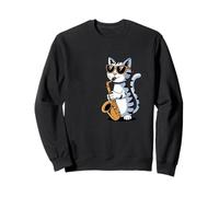 Cool Cat Playing Saxophone in Jazz Style with Retro Vibe Sudadera