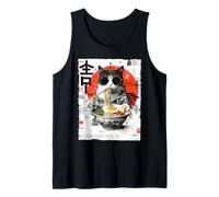 Cool Cat Ramen Estética Japonesa Artwork Groovy Anime Cat Camiseta sin Mangas