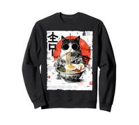 Cool Cat Ramen Estética Japonesa Artwork Groovy Anime Cat Sudadera