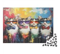 Cool Cats-Artistic Cartoon Style Puzzle Imposible,desafío for Adults Entretenimiento Creativo 1000 Piezas Obra De Arte De Juego De para Adultos, Regalos A Partir De 14 Años 70x50cm/1000pcs