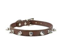 Cool Cats Dog Collar Cats Dog Leather Spiked Studded Collars for Small Medium Dogs Cats Chihuahua 5 Colors (Brown Large)