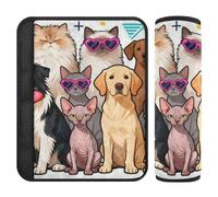 Cool Cats Dogs - Paquete de 2 fundas para correas de asiento de coche, libera el estrés en tu cuello y hombros, soporte para el cuello del asiento de coche para automóvil