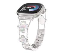 Cool Chain - Correa de metal para reloj inteligente compatible con Fitbit Versa 4 bandas para mujer, pulsera de repuesto ajustable para Fitbit Versa 4 (plata)
