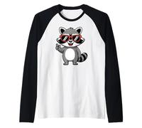 Cool Charming Raccoon with Sunglasses Camiseta Manga Raglan