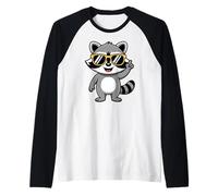 Cool Charming Raccoon with Sunglasses Camiseta Manga Raglan