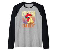 Cool Chicken Daddy Rooster Retro Gafas de Sol Farming Dad Camiseta Manga Raglan