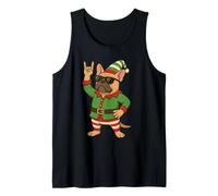 Cool Christmas Bulldog Francés Elf Rock On Funny Holiday Camiseta sin Mangas
