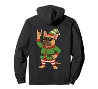 Cool Christmas Bulldog Francés Elf Rock On Funny Holiday Sudadera con Capucha