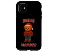 Cool Christmas Teddy Bear Illustration Graphic Designs Carcasa para iPhone 11