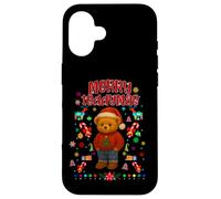 Cool Christmas Teddy Bear Illustration Graphic Designs Carcasa para iPhone 16
