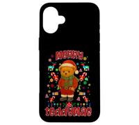 Cool Christmas Teddy Bear Illustration Graphic Designs Carcasa para iPhone 16 Plus