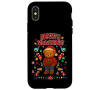 Cool Christmas Teddy Bear Illustration Graphic Designs Carcasa para iPhone X/XS