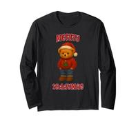 Cool Christmas Teddy Bear Illustration Graphic Designs Manga Larga