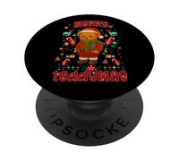 Cool Christmas Teddy Bear Illustration Graphic Designs PopSockets PopGrip Adhesivo