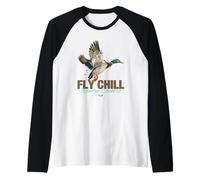 Cool Colorful Mallard Duck Fly Chill Random Country Graphic Camiseta Manga Raglan
