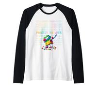 Cool Colorful Master Builder Dabbing Blocks Bricks Builder Camiseta Manga Raglan