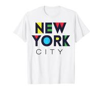 Cool Colorful New York City Illustration Graphic Design Camiseta gráfica económica, Hombre, Blanco, L