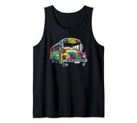 Cool Colorful Tie Dye School Bus Graphic Bus Driver Teacher Camiseta sin Mangas