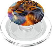 Cool Colorful Wild Tiger Illustration Graphic Designs PopSockets PopGrip para MagSafe