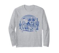 Cool Corgi Perro Vaquero Gracioso Manga Larga