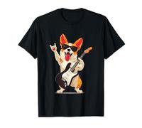 Cool Corgi Rock Music Dog Lover Divertido Gráfico Juguetón Trippy Camiseta